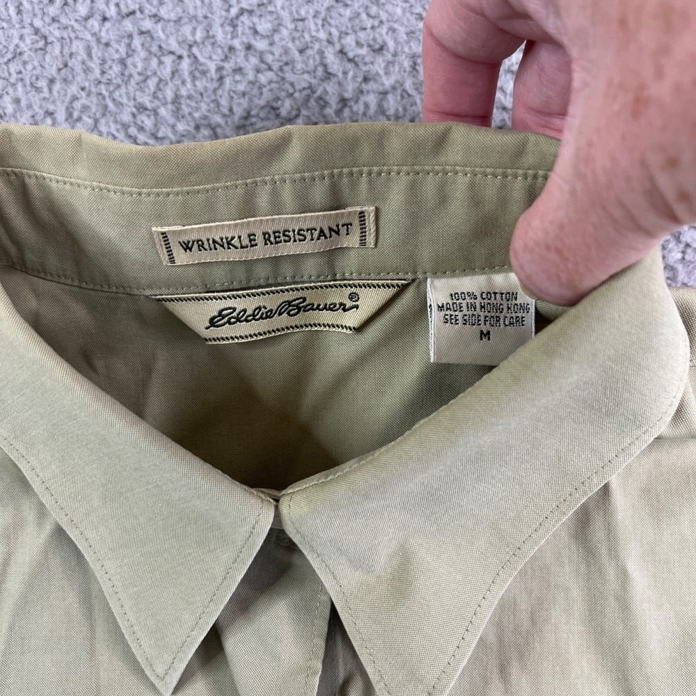 Eddie Bauer Womens Button Up Top Medium Green Casual Neutral‎ Y2K Casual No Iron - Picture 6 of 8